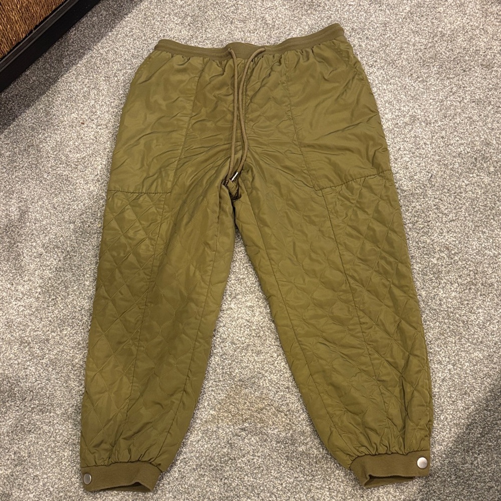 Sandy Liang Olive Quilted Joggers